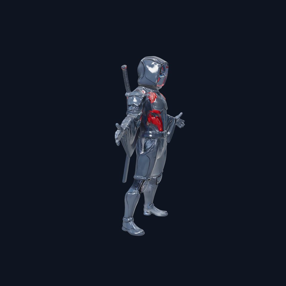 Stealthy Cyber Ninja Character Model  Rigged and Animated